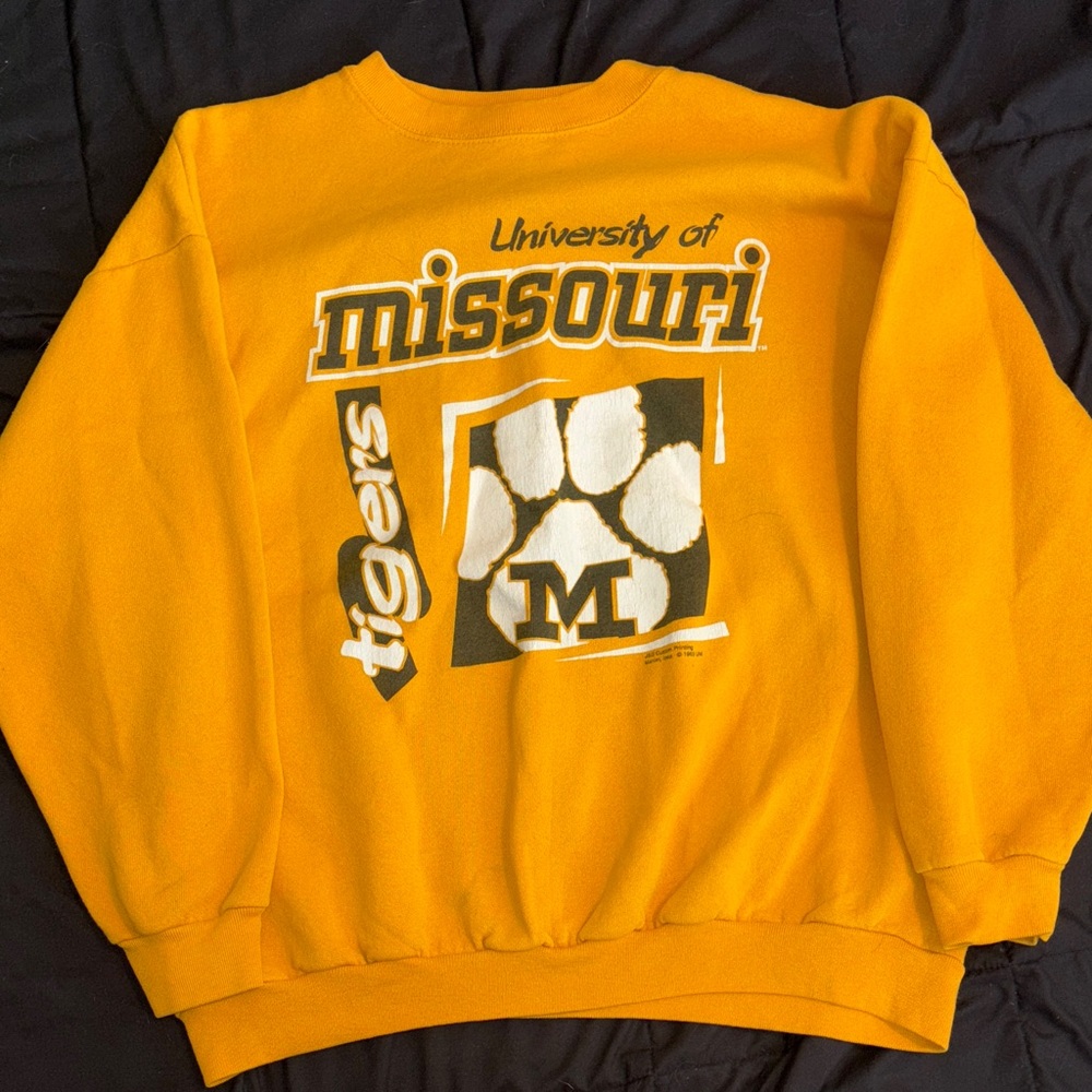1983 Vintage Tultex Vibrant Yellow University of Missouri Crew Neck